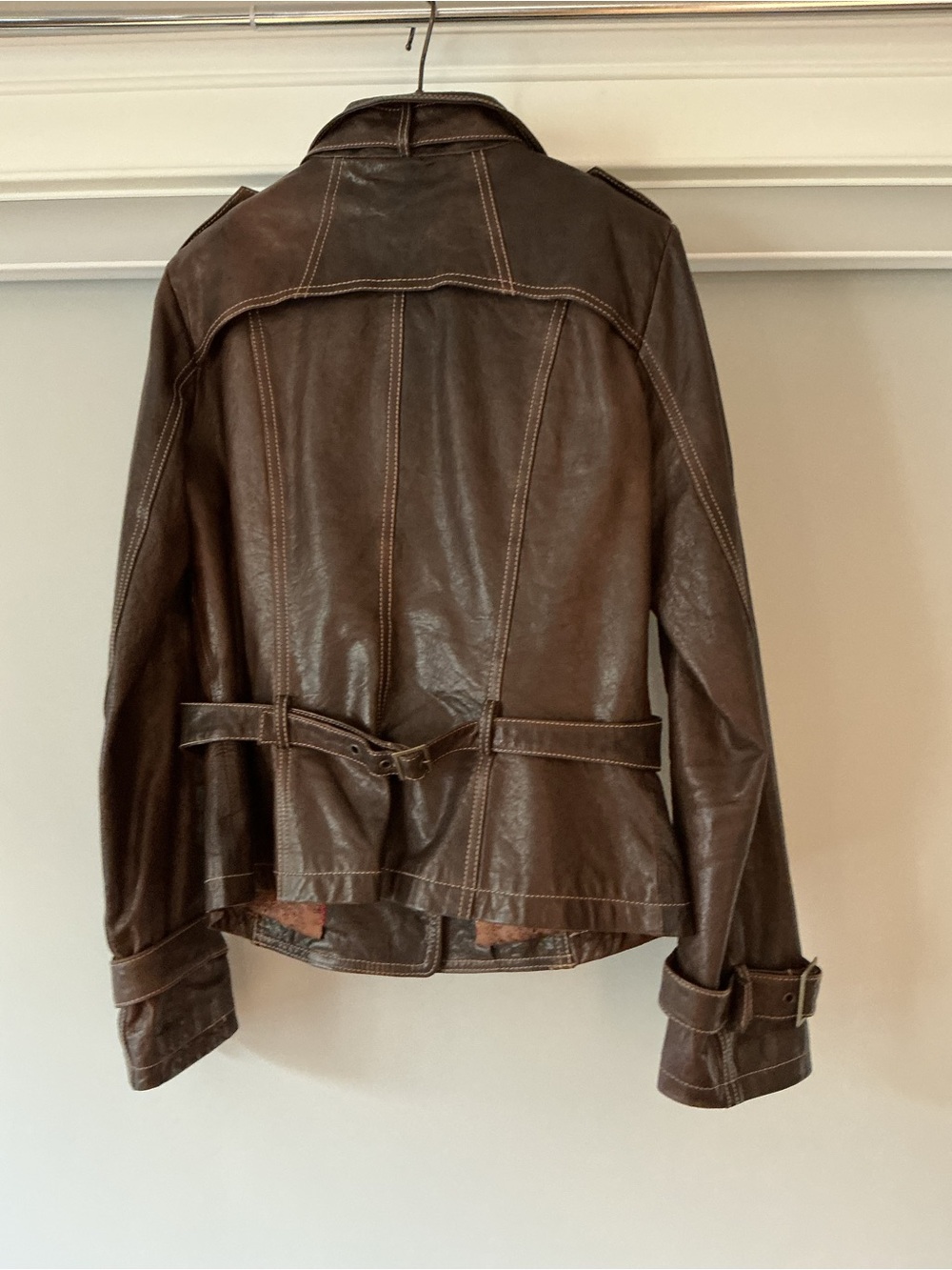 Danier Brown Leather Button-Front Women's Jacket - Picture 2 of 4